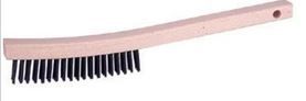RADNOR 6 inch Carbon Steel Scratch Brush With Curved Wood Handle And 3 X 19 Rows
