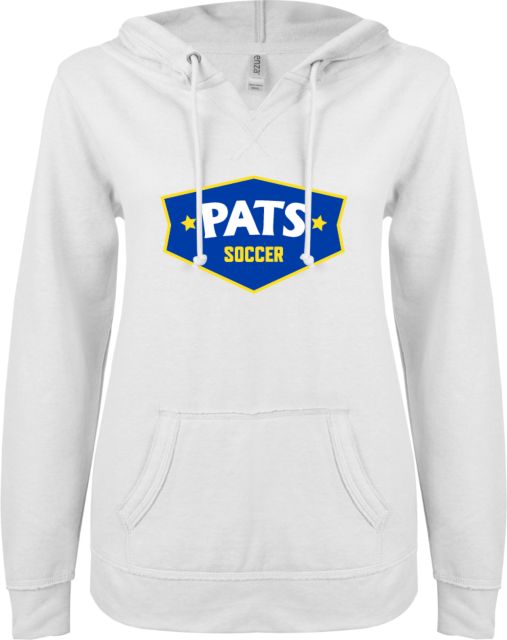 Patrick Henry ENZA Womens V Notch Raw Edge Fleece Hoodie Pats Soccer -  ONLINE ONLY