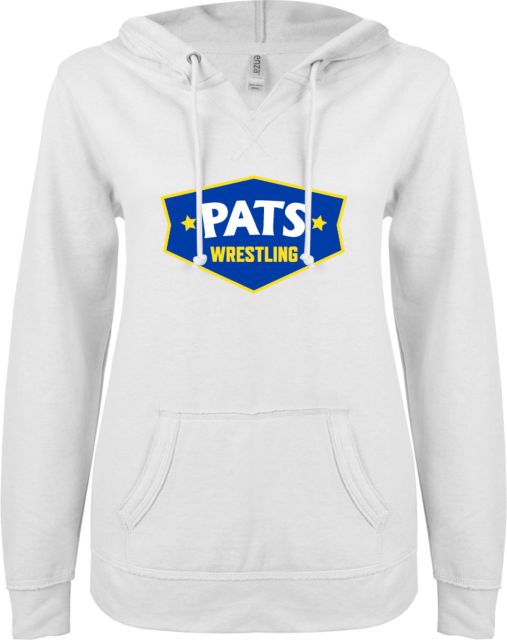 Patrick Henry ENZA Womens V Notch Raw Edge Fleece Hoodie Pats Wrestling -  ONLINE ONLY