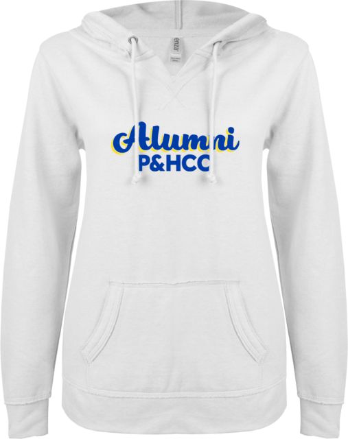 Patrick Henry ENZA Womens V Notch Raw Edge Fleece Hoodie PHCC Alumni Script -  ONLINE ONLY